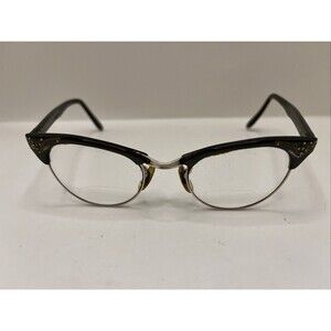UOC Eyeglasses Vintage V012K 4.25-5.75 Cat Eye Half Rim Frames Only Green 44-20